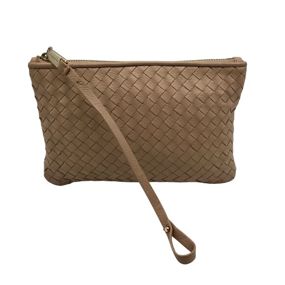 Cole Haan Tan Leather Woven Removable Pouch - Picture 1 of 10